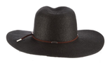 Scala TSCLP249-BLK Braid Safari Hat with Faux Suede Trim- Black. One Size