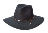 Scala TSCLP249-BLK Braid Safari Hat with Faux Suede Trim- Black. One Size