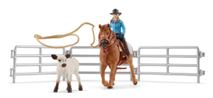 Schleich 42577 Cowgirl Team Roping Fun Playset