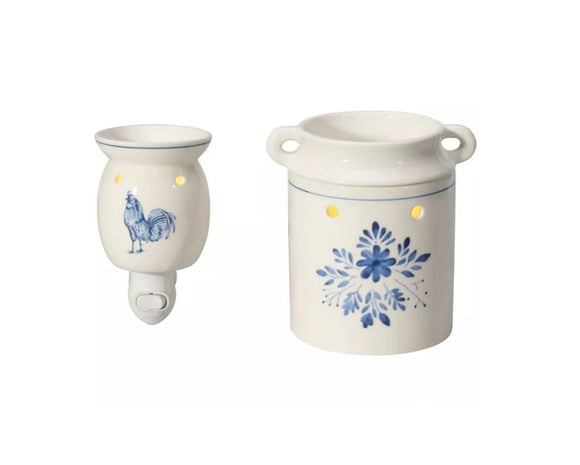 Red Shed JXJ24034 White Floral Crock Wax Warmer Set, Ceramic Material