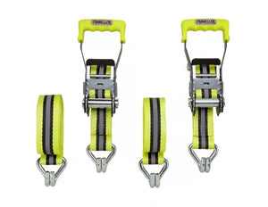 Traveller FH9888 2 in. x 8 ft. Yellow Reflective Ratchet Tie-Down Straps, 2-Pack