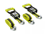 Traveller FH9888 2 in. x 8 ft. Yellow Reflective Ratchet Tie-Down Straps, 2-Pack