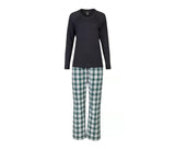 Blue Mountain FLPJ24-1041 Heather Black/Green Plaid Women's Plaid PJ Set, Medium