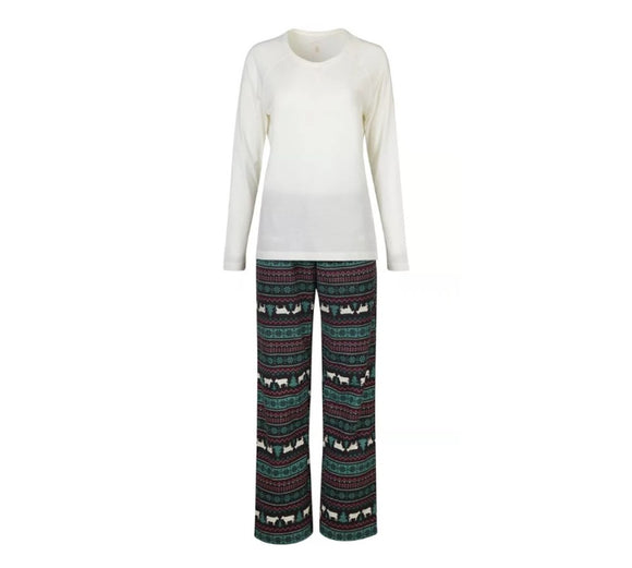 Blue Mountain FLPJ24-1045 Sugar Swizzle/Cow Women's Print PJ Set, Large