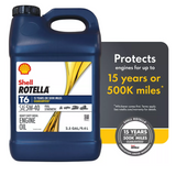 Shell Rotella T6 SAE 5W-40 Full Synthetic Diesel Engine Oil, 2.5 gal.