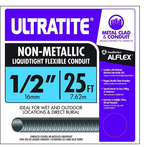 Southwire 55094221 1/2 in. x 25 ft. Ultratite Flexible Non-Metallic PVC Conduit