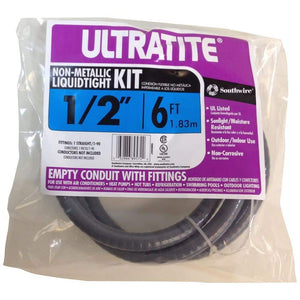 Southwire 58004507 1/2in x 6ft Ultratite Flexible Non-Metallic PVC Conduit Whip