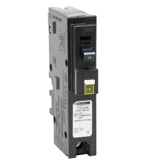 Square D HOM115PCAFIC Homeline 15 Amp Single-Pole Plug-On Circuit Breaker