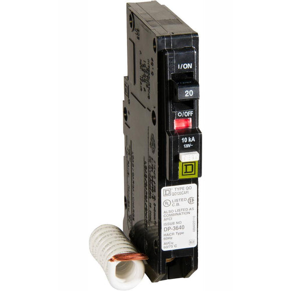 Square D QO120CAFIC QO 20 Amp Single-Pole Combination Arc Fault Circuit Breaker