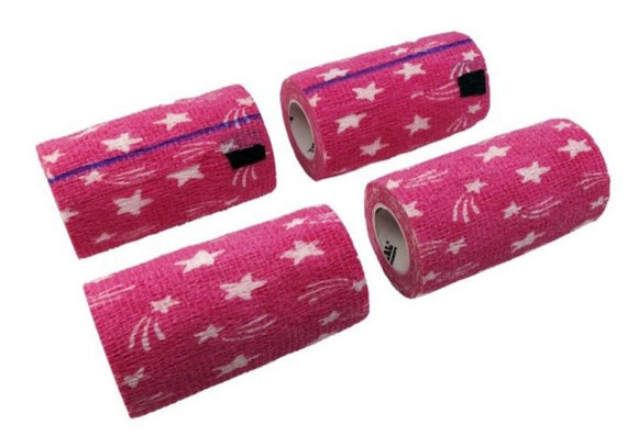 SyrFlex TA3400HPINP-4PK Cohesive Bandage Pink Stars Design, 4-Pack