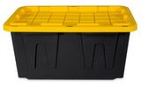 Tough Box 27GBLKYW Storage Tote Polypropylene with Yellow Lid, 27 Gallon Capacity
