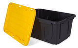 Tough Box 27GBLKYW Storage Tote Polypropylene with Yellow Lid, 27 Gallon Capacity