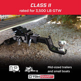 Class 2 3,500 lb. "X" Mount 2-1/2 in. Drop, 2 in. Rise, 3/4 in. Shank Reversible Trailer Hitch Ball Mount