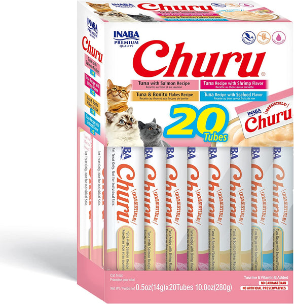 Inaba USA626A Churu Variety Box Creamy Purée Cat Treat/Topper 0.5 oz, 20 Tubes