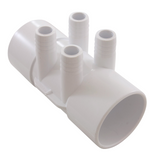 Waterway 672-7110 2"x2" Slip, 3/4" Barb, 4 Port Flow Thru Manifold