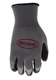Boss B33131-L10P Men's PU Dipped Work Gloves, 10 Pack, Black/Gray, Large