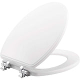 Weston Slow Close Elongated Closed Front Toilet Seat in White Never Loosens Chrome Metal Hinge