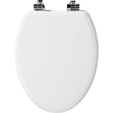 Weston Slow Close Elongated Closed Front Toilet Seat in White Never Loosens Chrome Metal Hinge