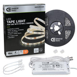 16 ft. LED AC Dimmable White Tape Light Kit Under Cabinet Light