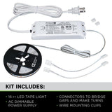 16 ft. LED AC Dimmable White Tape Light Kit Under Cabinet Light