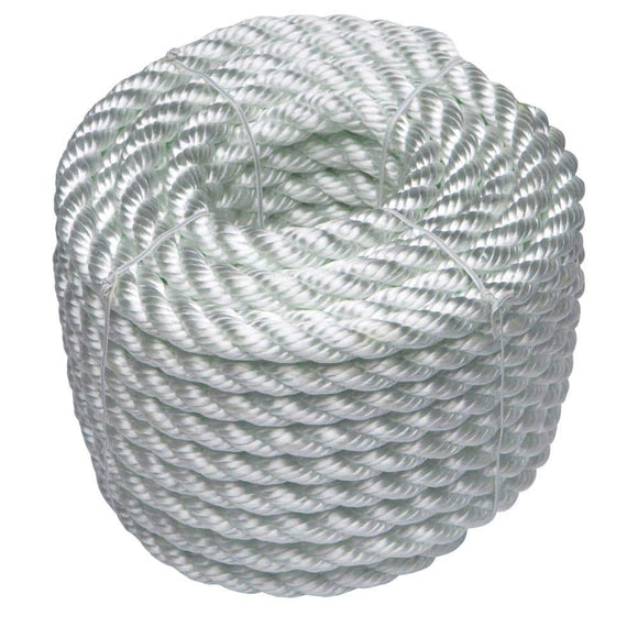 1/2 in. x 50 ft. Nylon Twist Rope, White