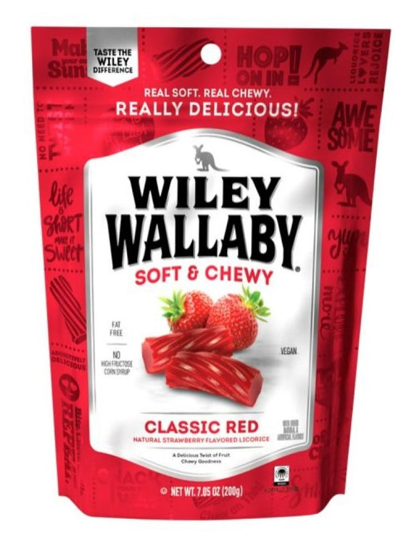 Wiley Wallaby 120070 Classic Red Strawberry Flavor Licorice Soft & Chewy 7.05oz.