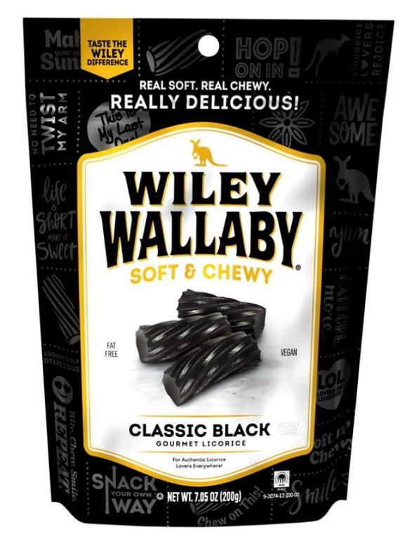 Wiley Wallaby 120071 Classic Black Gourmet Licorice Soft & Chewy Candy 7.05 oz.