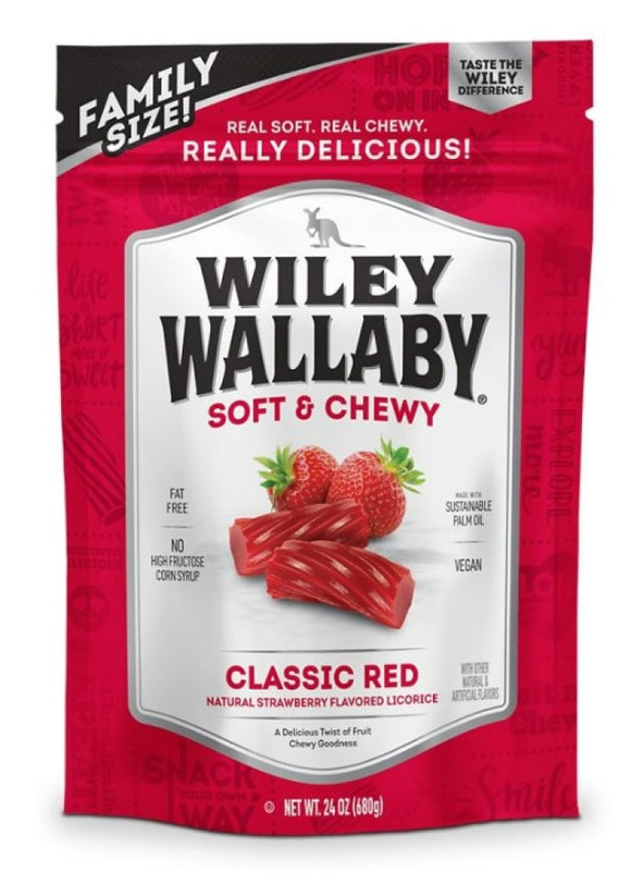 Wiley Wallaby 120150 Classic Red Strawberry Flavor Licorice Soft & Chewy 24 oz.