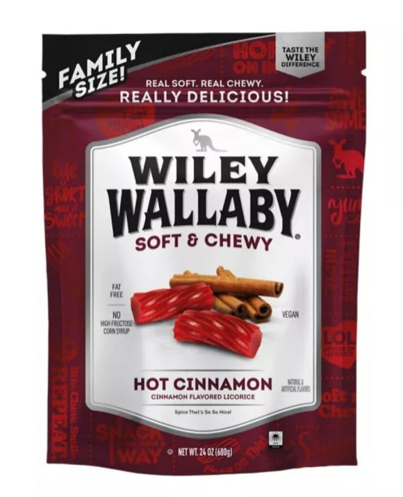 Wiley Wallaby 120172 Soft and Chewy Hot Cinnamon Licorice 24 oz. Bag, Pack of 1