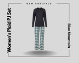 Blue Mountain FLPJ24-1041 Heather Black/Green Plaid Women's Plaid PJ Set, Medium