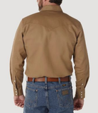 Wrangler MS721SL Men's Cowboy Cut Western Firm Finish Work Shirt, Rawhide, Large