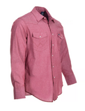 Wrangler MS746RD Cowboy Cut Western Chambray Work Shirt, Tibetan Red, XL