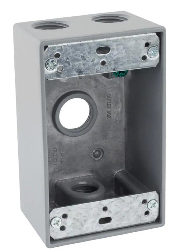 Commercial Electric WSB450G 1/2 in. Gray 1-Gang 4-Holes Weatherproof Box