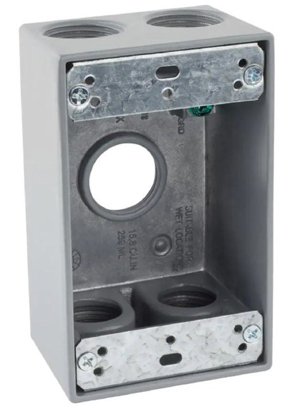 Commercial Electric WSB575G 3/4 in. Gray 1-Gang 5-Holes Weatherproof Box