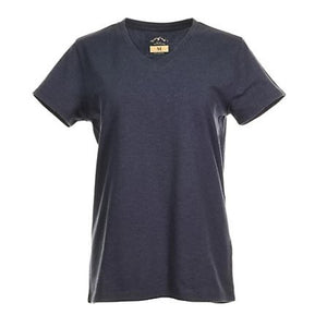 Blue Mountain YKL-9072 Women's Short Sleeve V-Neck T-Shirt Navy Heather Small