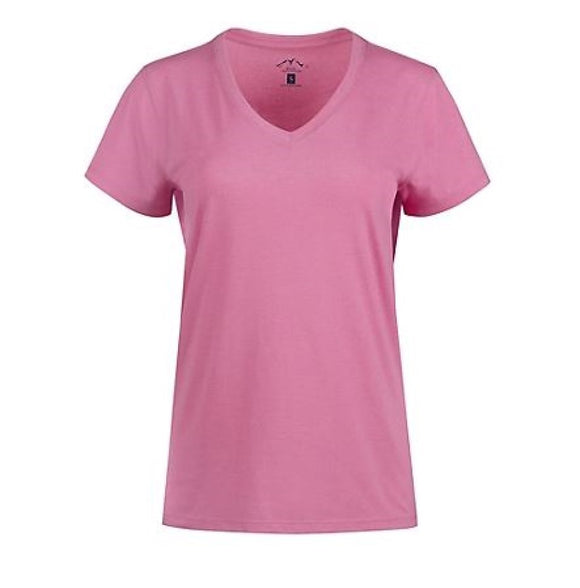 Blue Mountain YKL-9072 Women Short Sleeve V-Neck T-Shirt Chateau Rose Heather S