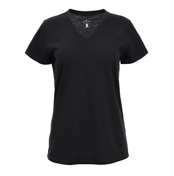 Blue Mountain YKL-9072  Women's Short-Sleeve V-Neck T-Shirt Black, XL