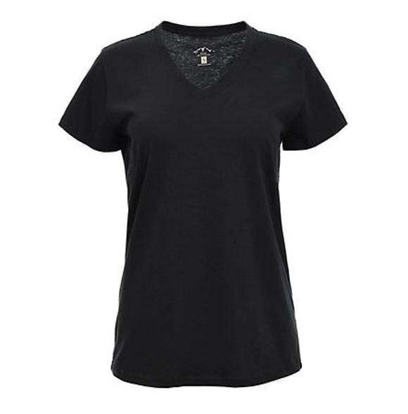 Blue Mountain YKL-9072 Black-Colored Short-Sleeve V-Neck T-Shirt, Small