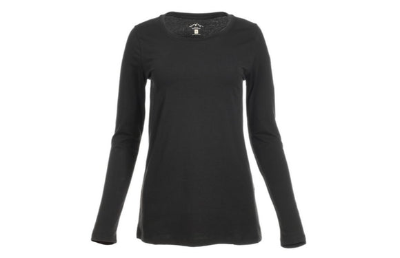 Blue Mountain YLK-1071 Black Women's Long-Sleeve Solid Scoop Neck T-Shirt,Medium