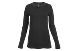 Blue Mountain YLK-1071 Black Women's Long-Sleeve Solid Scoop Neck T-Shirt, 2X