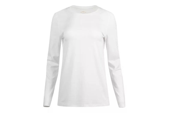 Blue Mountain YLK-1071 White Women's Long-Sleeve Solid Scoop Neck T-Shirt,Medium