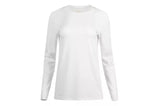 Blue Mountain YLK-1071 White Women's Long-Sleeve Solid Scoop Neck T-Shirt, Small