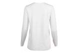 Blue Mountain YLK-1071 White Women's Long-Sleeve Solid Scoop Neck T-Shirt,Medium