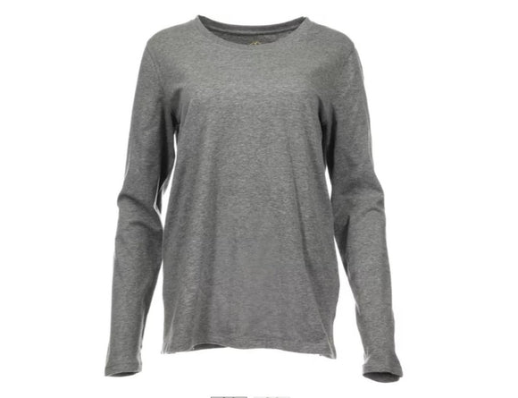 Blue Mountain Gray Heather Women's Long-Sleeve Solid Scoop Neck T-Shirt, Small