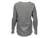 Blue Mountain Gray Heather Women's Long-Sleeve Solid Scoop Neck T-Shirt, Large