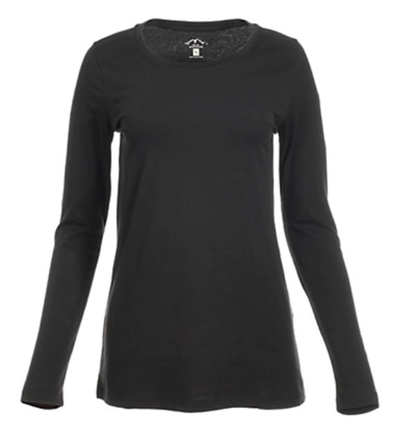 Blue Mountain YLK-1071 Women's Long-Sleeve Solid Scoop Neck T-Shirt Black XL