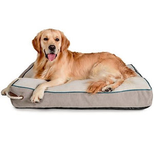 Retriever YT20230303-8 Accented Velvet Wedge Pet Bed 35" x 25" Gray Fog, Large