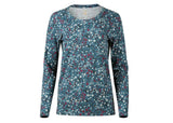 Blue Mountain Floral Print Women's Long-Sleeve Solid Scoop Neck T-Shirt, Small