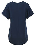 Como Vintage CS9578TSC8 Women's Short-Sleeve French Terry T-Shirt, Peacoat Large
