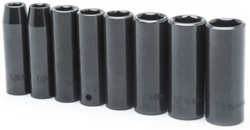 Crescent Assorted in. x 1/2 in. drive SAE 6 Point Deep Impact Socket S ...